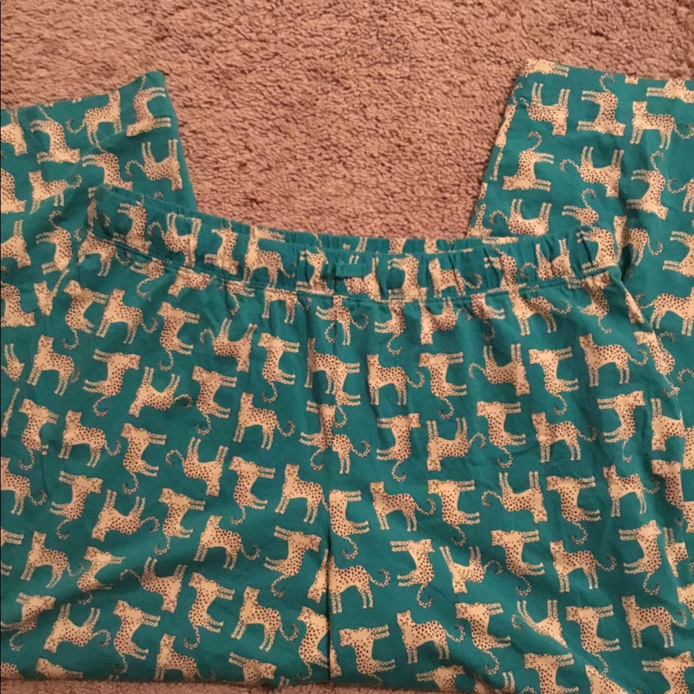 Lounge pants cotton elastic waist leopard print